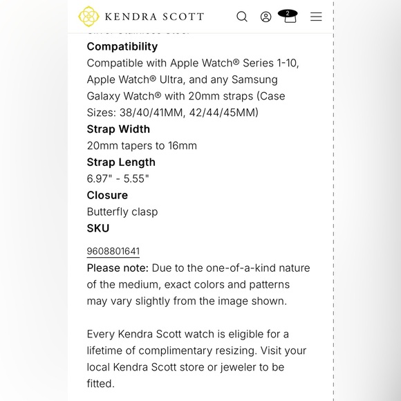 Kendra Scott Apple Watch Band, Stainless Steel, Alex 5 Link, Butterfly Clasp - Picture 13 of 14